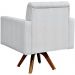 Kit 02 Poltronas Giratórias Base de Madeira Manu L02 Capitonê Linho Cinza - Lyam Decor