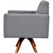 Kit 02 Poltronas Giratórias Base de Madeira Manu L02 Capitonê Linho Cinza Escuro - Lyam Decor