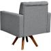 Kit 02 Poltronas Giratórias Base de Madeira Manu L02 Capitonê Linho Cinza Escuro - Lyam Decor