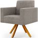 Kit 02 Poltronas Giratórias Sala de Estar Base de Madeira Helô L02 Bouclê Bege - Lyam Decor