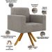 Kit 02 Poltronas Giratórias Sala de Estar Base de Madeira Helô L02 Bouclê Bege - Lyam Decor