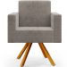 Kit 02 Poltronas Giratórias Sala de Estar Base de Madeira Helô L02 Bouclê Bege - Lyam Decor