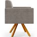 Kit 02 Poltronas Giratórias Sala de Estar Base de Madeira Helô L02 Bouclê Bege - Lyam Decor