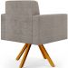 Kit 02 Poltronas Giratórias Sala de Estar Base de Madeira Helô L02 Bouclê Bege - Lyam Decor