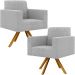 Kit 02 Poltronas Giratórias Sala de Estar Base de Madeira Helô L02 Bouclê Cinza - Lyam Decor
