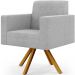 Kit 02 Poltronas Giratórias Sala de Estar Base de Madeira Helô L02 Bouclê Cinza - Lyam Decor