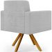 Kit 02 Poltronas Giratórias Sala de Estar Base de Madeira Helô L02 Bouclê Cinza - Lyam Decor