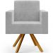 Kit 02 Poltronas Giratórias Sala de Estar Base de Madeira Helô L02 Bouclê Cinza - Lyam Decor