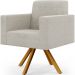 Kit 02 Poltronas Giratórias Sala de Estar Base de Madeira Helô L02 Bouclê Creme - Lyam Decor