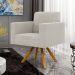 Kit 02 Poltronas Giratórias Sala de Estar Base de Madeira Helô L02 Bouclê Creme - Lyam Decor
