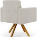 Kit 02 Poltronas Giratórias Sala de Estar Base de Madeira Helô L02 Bouclê Creme - Lyam Decor