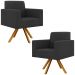 Kit 02 Poltronas Giratórias Sala de Estar Base de Madeira Helô L02 Bouclê Preto - Lyam Decor