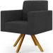 Kit 02 Poltronas Giratórias Sala de Estar Base de Madeira Helô L02 Bouclê Preto - Lyam Decor