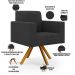 Kit 02 Poltronas Giratórias Sala de Estar Base de Madeira Helô L02 Bouclê Preto - Lyam Decor