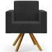 Kit 02 Poltronas Giratórias Sala de Estar Base de Madeira Helô L02 Bouclê Preto - Lyam Decor
