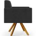 Kit 02 Poltronas Giratórias Sala de Estar Base de Madeira Helô L02 Bouclê Preto - Lyam Decor