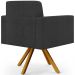 Kit 02 Poltronas Giratórias Sala de Estar Base de Madeira Helô L02 Bouclê Preto - Lyam Decor