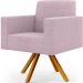 Kit 02 Poltronas Giratórias Sala de Estar Base de Madeira Helô L02 Bouclê Rosê - Lyam Decor