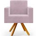 Kit 02 Poltronas Giratórias Sala de Estar Base de Madeira Helô L02 Bouclê Rosê - Lyam Decor