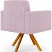 Kit 02 Poltronas Giratórias Sala de Estar Base de Madeira Helô L02 Bouclê Rosê - Lyam Decor