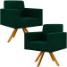 Kit 02 Poltronas Giratórias Sala de Estar Base de Madeira Helô L02 Bouclê Verde - Lyam Decor