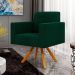 Kit 02 Poltronas Giratórias Sala de Estar Base de Madeira Helô L02 Bouclê Verde - Lyam Decor