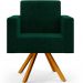 Kit 02 Poltronas Giratórias Sala de Estar Base de Madeira Helô L02 Bouclê Verde - Lyam Decor