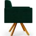 Kit 02 Poltronas Giratórias Sala de Estar Base de Madeira Helô L02 Bouclê Verde - Lyam Decor