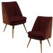 Kit 02 Poltronas Pérsia Fixa Pés Palito D02 Veludo Marsala C-278 Corano Marrom B-38 - Lyam Decor