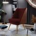 Kit 02 Poltronas Pérsia Fixa Pés Palito D02 Veludo Marsala C-278 Corano Marrom B-38 - Lyam Decor