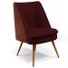 Kit 02 Poltronas Pérsia Fixa Pés Palito D02 Veludo Marsala C-278 Corano Marrom B-38 - Lyam Decor