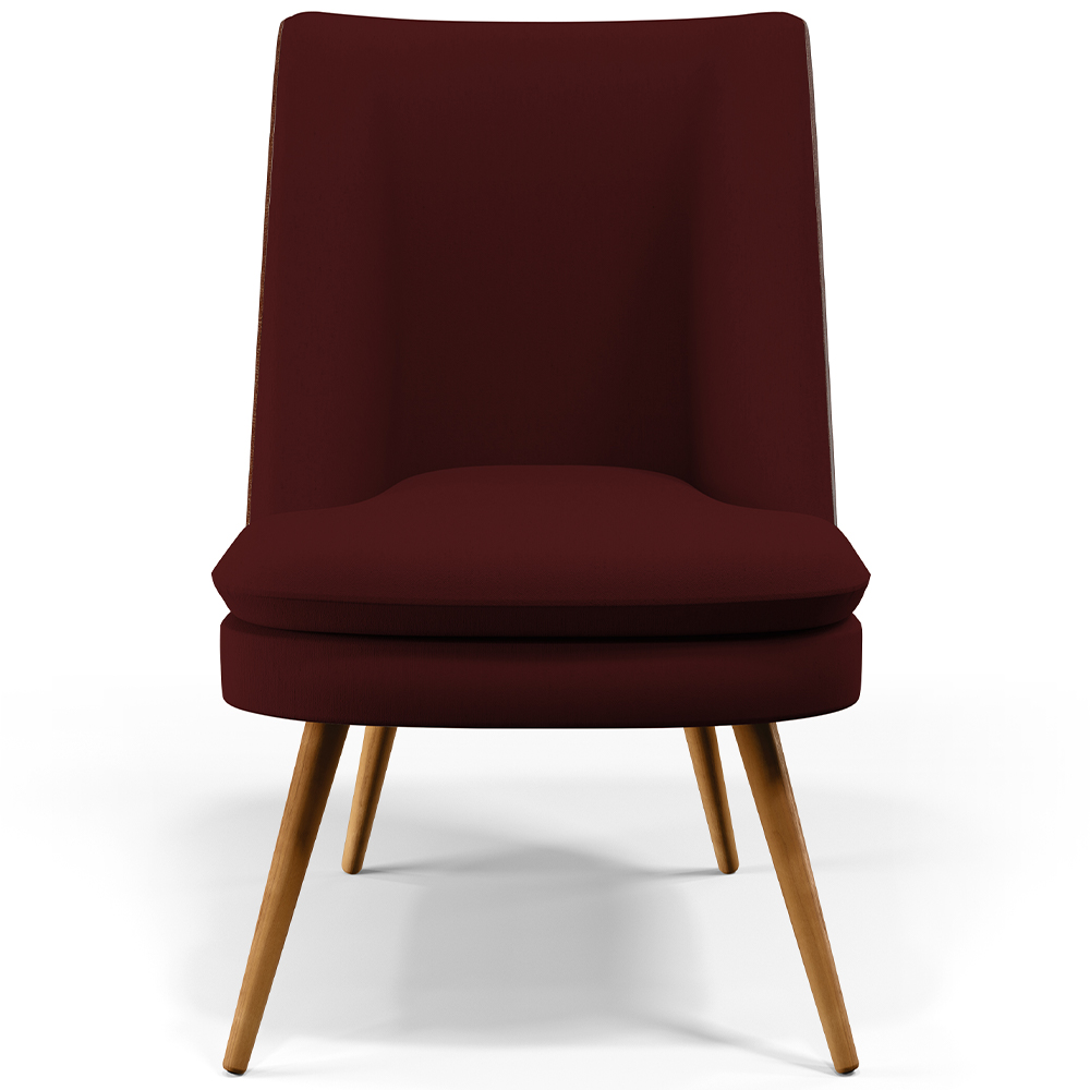 Kit 02 Poltronas Pérsia Fixa Pés Palito D02 Veludo Marsala C-278 Corano Marrom B-38 - Lyam Decor
