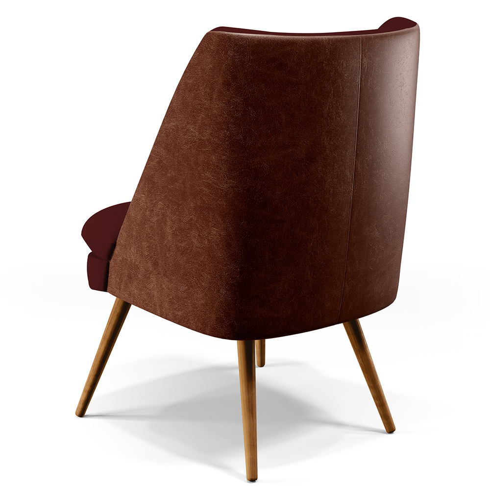 Kit 02 Poltronas Pérsia Fixa Pés Palito D02 Veludo Marsala C-278 Corano Marrom B-38 - Lyam Decor