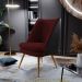 Kit 02 Poltronas Pérsia Fixa Pés Palito D02 Veludo Marsala C-278 Corano Preto B-97 - Lyam Decor