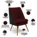 Kit 02 Poltronas Pérsia Fixa Pés Palito D02 Veludo Marsala C-278 Corano Preto B-97 - Lyam Decor