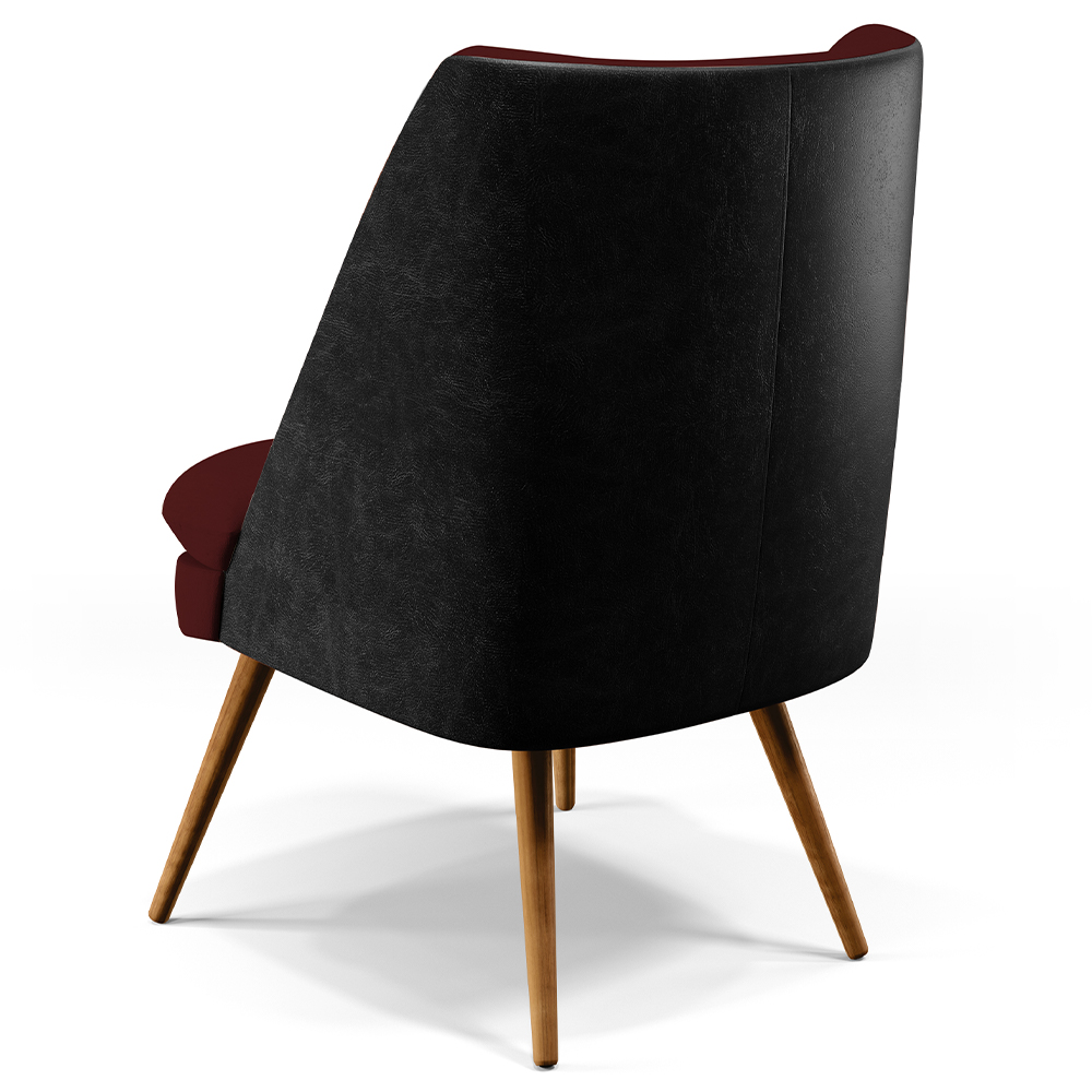 Kit 02 Poltronas Pérsia Fixa Pés Palito D02 Veludo Marsala C-278 Corano Preto B-97 - Lyam Decor