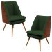 Kit 02 Poltronas Pérsia Pés Palito D02 Linho Verde Musgo C-117 Corano Marrom B-38 - Lyam Decor