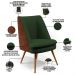 Kit 02 Poltronas Pérsia Pés Palito D02 Linho Verde Musgo C-117 Corano Marrom B-38 - Lyam Decor