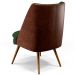 Kit 02 Poltronas Pérsia Pés Palito D02 Linho Verde Musgo C-117 Corano Marrom B-38 - Lyam Decor