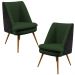 Kit 02 Poltronas Pérsia Pés Palito D02 Linho Verde Musgo C-117 Corano Preto B-97 - Lyam Decor