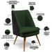 Kit 02 Poltronas Pérsia Pés Palito D02 Linho Verde Musgo C-117 Corano Preto B-97 - Lyam Decor