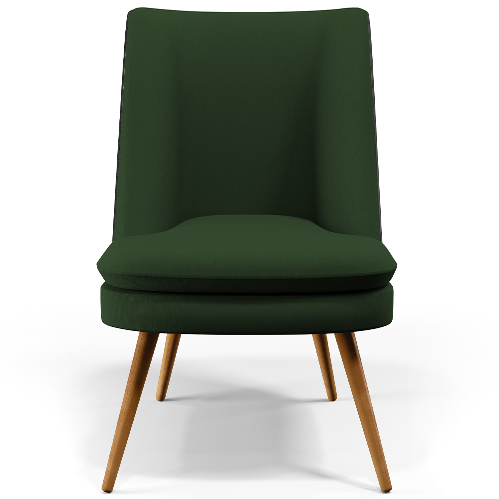 Kit 02 Poltronas Pérsia Pés Palito D02 Linho Verde Musgo C-117 Corano Preto B-97 - Lyam Decor