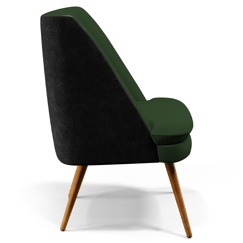 Kit 02 Poltronas Pérsia Pés Palito D02 Linho Verde Musgo C-117 Corano Preto B-97 - Lyam Decor