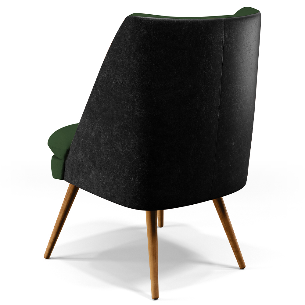 Kit 02 Poltronas Pérsia Pés Palito D02 Linho Verde Musgo C-117 Corano Preto B-97 - Lyam Decor