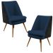 Kit 02 Poltronas Pérsia Pés Palito D02 Veludo Azul Marinho C-304 Corano Preto B-97 - Lyam Decor