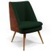 Kit 02 Poltronas Pérsia Pés Palito D02 Veludo Verde Musgo C-303 Corano Marrom B-38 - Lyam Decor
