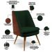 Kit 02 Poltronas Pérsia Pés Palito D02 Veludo Verde Musgo C-303 Corano Marrom B-38 - Lyam Decor
