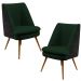 Kit 02 Poltronas Pérsia Pés Palito D02 Veludo Verde Musgo C-303 Corano Preto B-97 - Lyam Decor