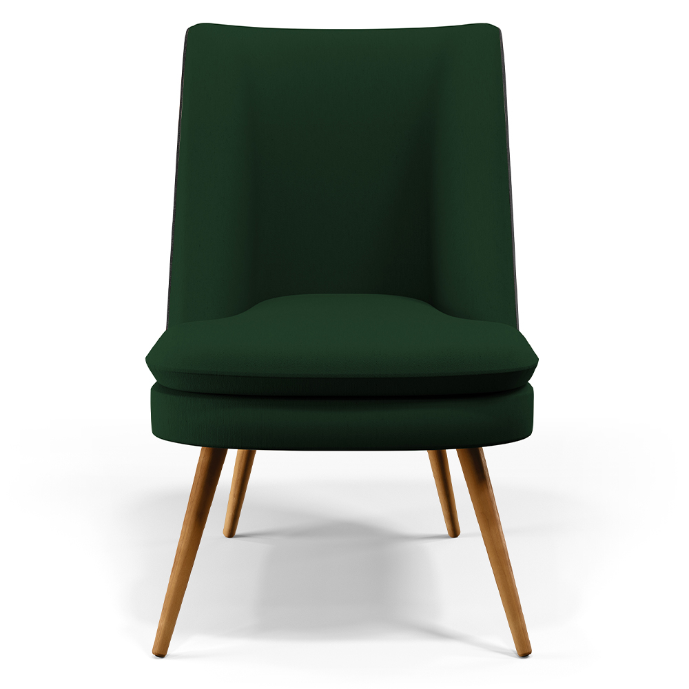 Kit 02 Poltronas Pérsia Pés Palito D02 Veludo Verde Musgo C-303 Corano Preto B-97 - Lyam Decor