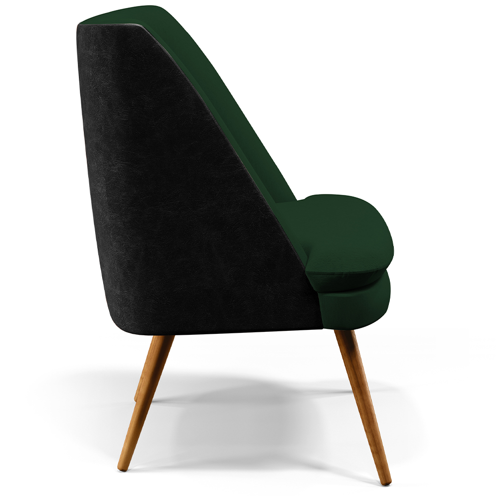 Kit 02 Poltronas Pérsia Pés Palito D02 Veludo Verde Musgo C-303 Corano Preto B-97 - Lyam Decor
